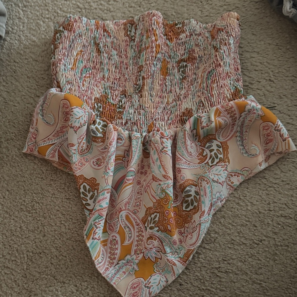 SHEIN Multicolor Paisley Smocked Tank Top